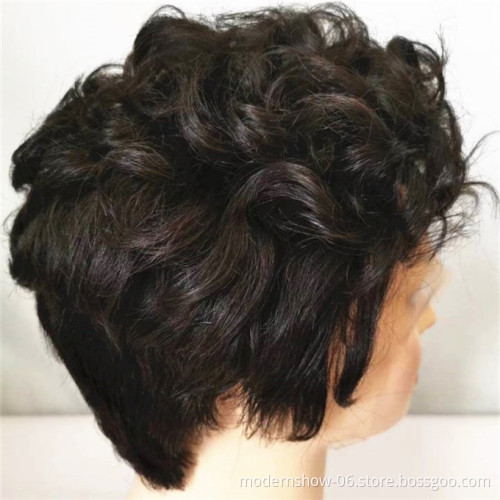 Full Cuticles Aligned Short Pixie Cut 100% Virgin Hair Lace Wig Bob Hair Wig Front Lace Wig  for black women